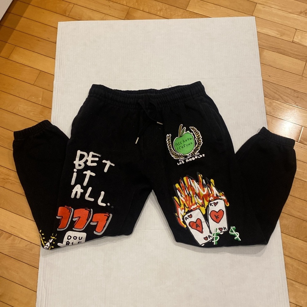 AFTER SCHOOL SPECIAL Black Graphics in neon Kids/Adults Joggers Size Small - Picture 16 of 16